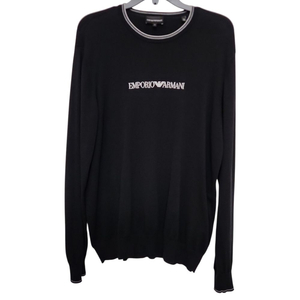 Men's Emporio Armani Black Crewneck Sweater - Picture 2 of 6